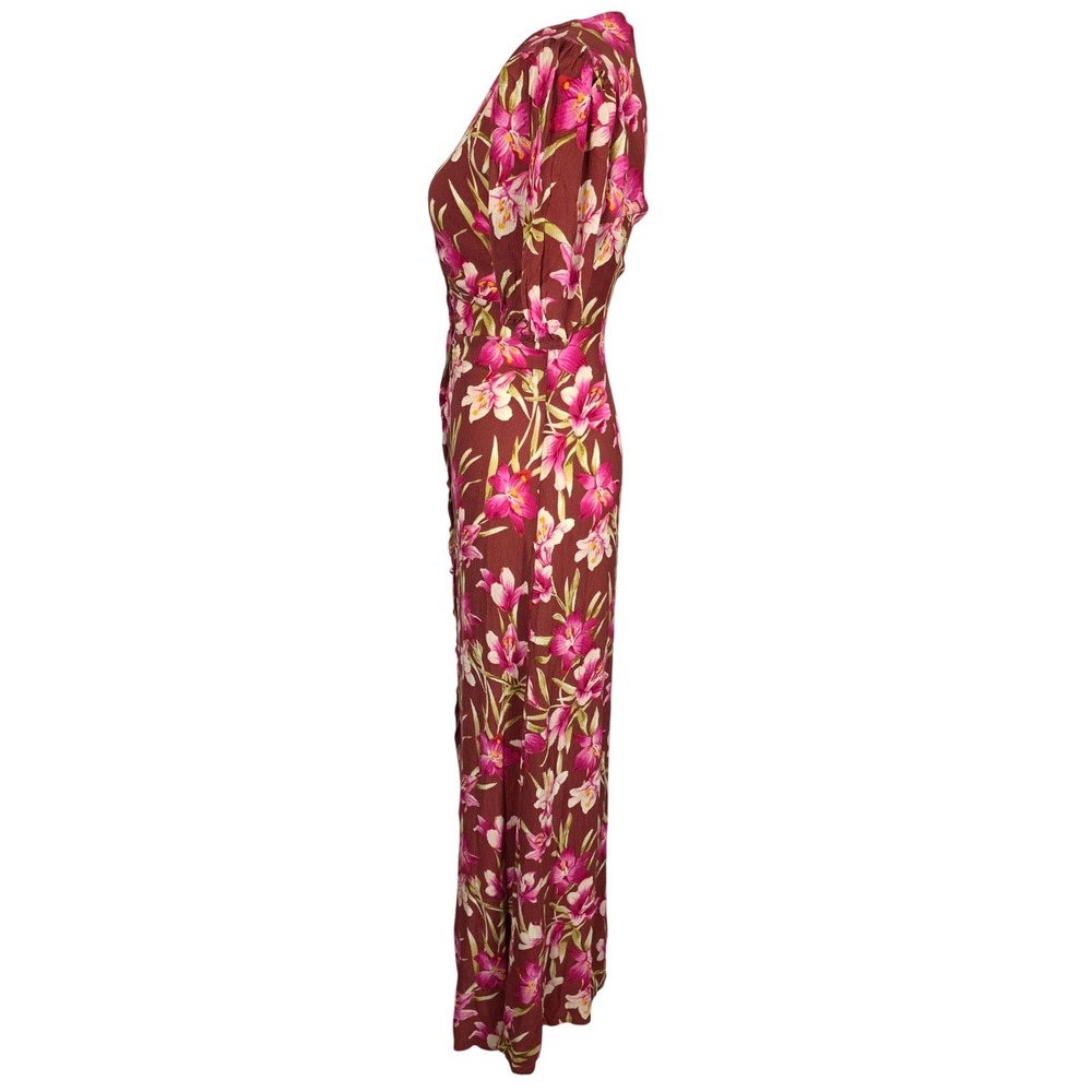 Faherty Sorrento Maxi Dress Women XS Majorica Floral Print Button Front V Neck - Picture 5 of 6
